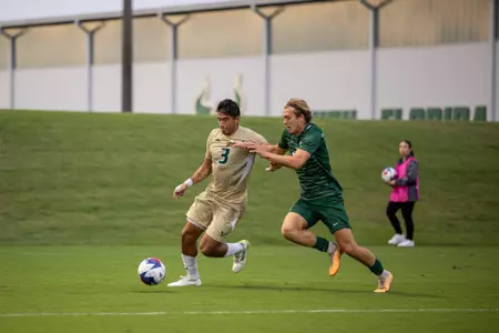 South Florida Bulls during a men's soccer match against the University of North Carolina at Charlotte 49ers on October 8, 2023. (Mary Holt/South Florida Athletics)