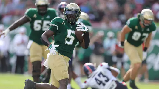 South Florida Bulls during a football game against the Florida Atlantic University Owls on October 14, 2023. (Stephen Galvin/South Florida Athletics)