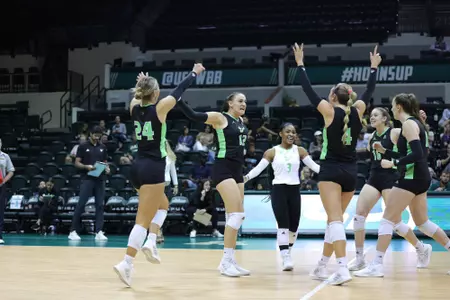 South Florida Bulls during a volleyball game against the University of Alabama at Birmingham on September 30, 2023. (Stephen Galvin/South Florida Athletics)