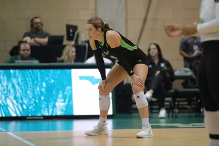 South Florida Bulls during a volleyball match against the East Carolina University Pirates on November 10, 2023. (Chris Henry/South Florida Volleyball)