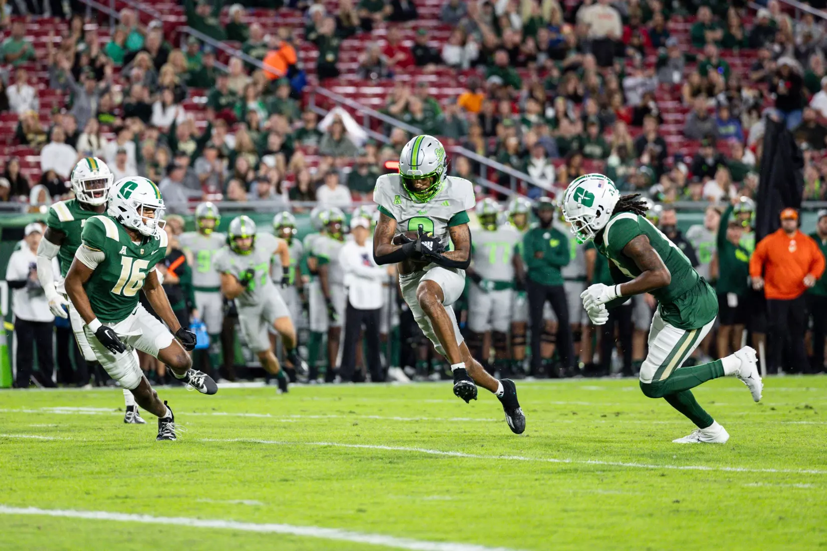 South Florida Bulls during a football game against the University of North Carolina at Charlotte 49ers on November 25, 2023. (Chris Henry/South Florida Football)