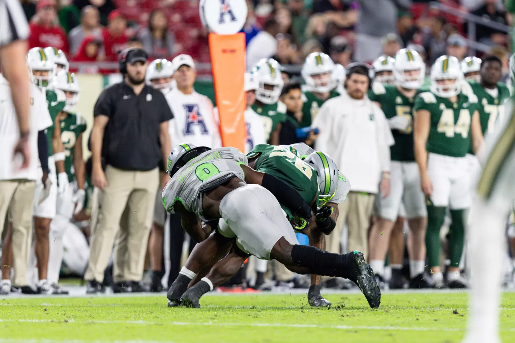 South Florida Bulls during a football game against the University of North Carolina at Charlotte 49ers on November 25, 2023. (Chris Henry/South Florida Football)