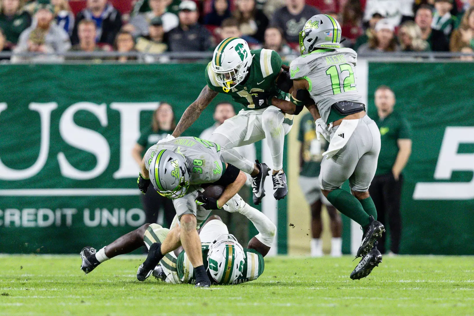 South Florida Bulls during a football game against the University of North Carolina at Charlotte 49ers on November 25, 2023. (Chris Henry/South Florida Football)