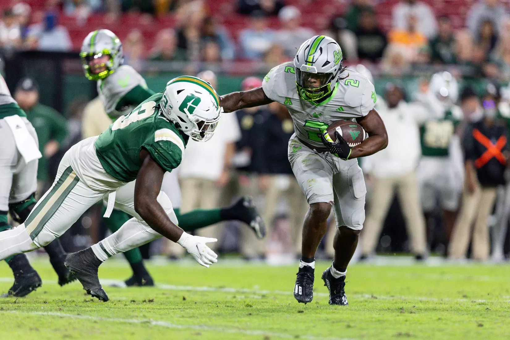 South Florida Bulls during a football game against the University of North Carolina at Charlotte 49ers on November 25, 2023. (Chris Henry/South Florida Football)
Michel Dukes