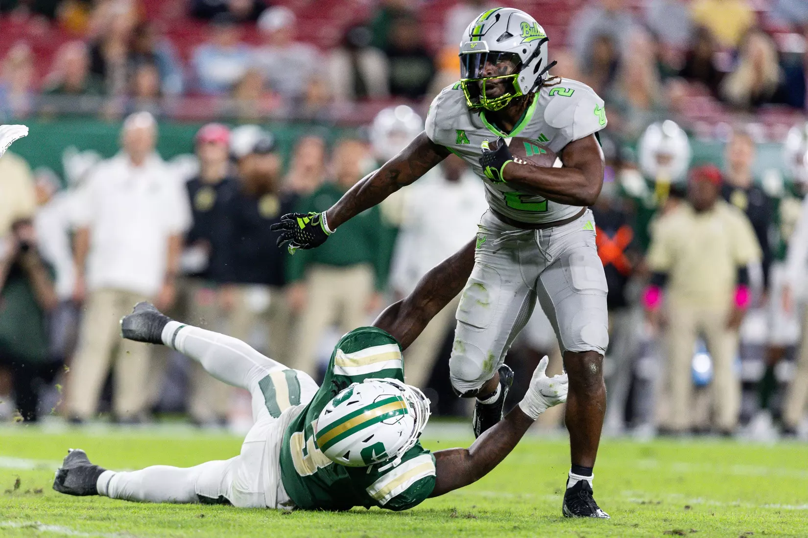 South Florida Bulls during a football game against the University of North Carolina at Charlotte 49ers on November 25, 2023. (Chris Henry/South Florida Football)
Michel Dukes