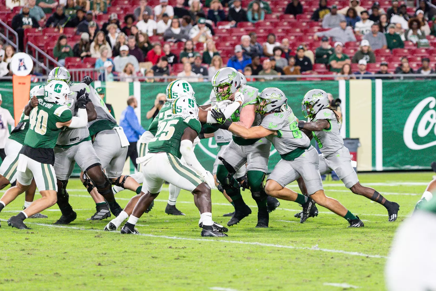 South Florida Bulls during a football game against the University of North Carolina at Charlotte 49ers on November 25, 2023. (Arlette Brito/South Florida Football)