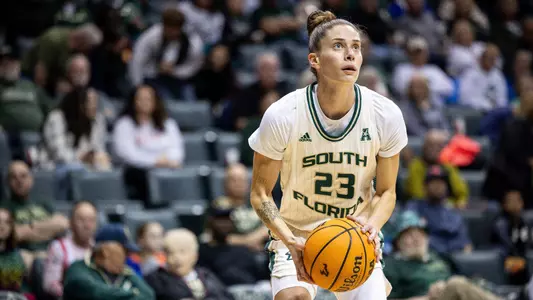 South Florida Bulls during a women's basketball game against the North Carolina State University Wolfpack on December 16, 2023. (Chris Henry/South Florida Basketball)