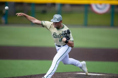 South Florida Bulls during a baseball game against the University of Maryland Terrapins on February 19, 2023. (Mary Holt/South Florida Athletics)