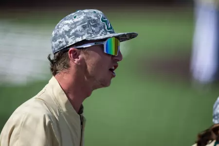 South Florida Bulls during a baseball game against the University of Maryland Terrapins on February 19, 2023. (Mary Holt/South Florida Athletics)