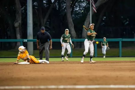 South Florida Bulls during a women's softball game against the University of Tennessee Volunteers on February 24, 2023. (Mary Holt/South Florida Athletics)