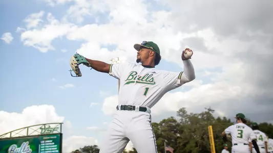 South Florida Bulls during a baseball game against the University of Central Florida Golden Knights on April 21, 2023. (RJ Colo/South Florida Athletics)