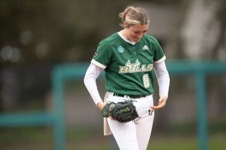 South Florida Bulls during a women's softball game against the St. Joseph's University Hawks on February 12, 2023. (Chris Henry/South Florida Athletics)