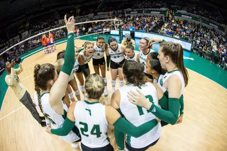 South Florida Bulls during a Road to Tampa Bay Invitational volleyball game against the University of Florida Gators on August 26, 2023. (Stephen Galvin/South Florida Athletics)