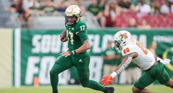 South Florida Bulls during a football game against the Florida Agricultural and Mechanical University on September 9, 2023. (Chris Henry/South Florida Athletics)