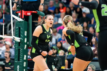South Florida Bulls during a Road to Tampa Bay Invitational volleyball game against the Georgia Tech University Yellow Jackets on August 25, 2023. (Chris Henry/South Florida Athletics)
