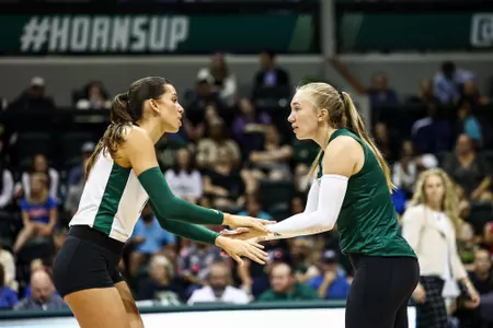 South Florida Bulls during a Road to Tampa Bay Invitational volleyball game against the University of Florida Gators on August 26, 2023. (Stephen Galvin/South Florida Athletics)