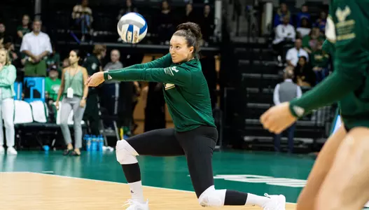 South Florida Bulls during a Road to Tampa Bay Invitational volleyball game against the University of Florida Gators on August 26, 2023. (Stephen Galvin/South Florida Athletics)