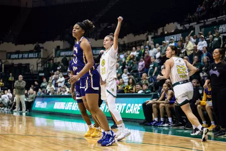 South Florida Bulls during a women's basketball game against the East Carolina University Pirates on January 28, 2024. (Stephen Galvin/South Florida Basketball)