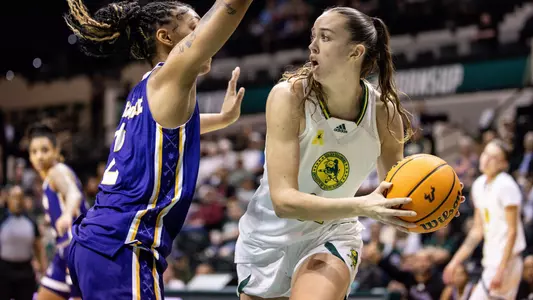 South Florida Bulls during a women's basketball game against the East Carolina University Pirates on January 28, 2024. (Stephen Galvin/South Florida Basketball)