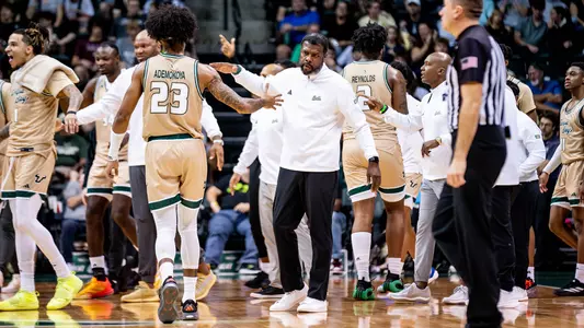 MBB Coach Fletcher celebration vs Webber