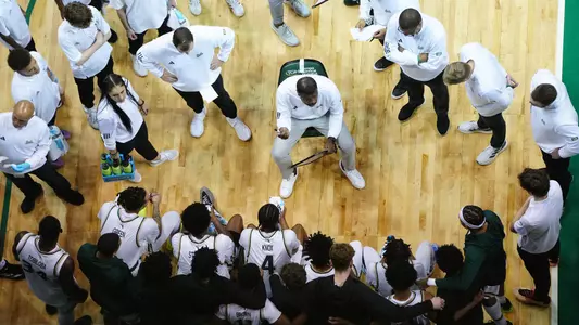 MBB Team Huddle During Stetson Game