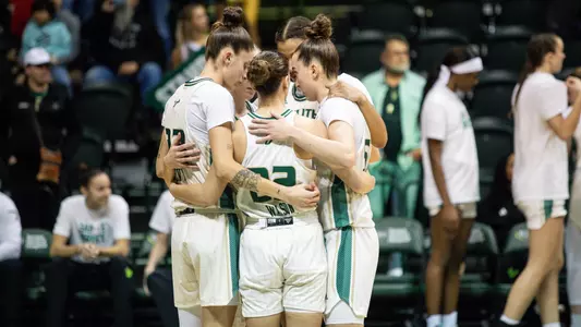 South Florida Bulls during a men's basketball game against the Florida Atlantic University Owls on February 17, 2024. (Michael Shaw/South Florida Basketball)