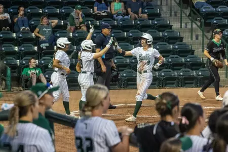South Florida Bulls during a softball game against the Stetson University Hatters on February 28, 2024. (Faith Pinamang/South Florida Softball)
