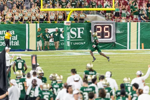South Florida Bulls during a football game against the Florida Agricultural and Mechanical University on September 9, 2023. (RJ Colo/South Florida Athletics)