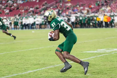 South Florida Bulls during a football game against the Florida Agricultural and Mechanical University on September 9, 2023. (Chris Henry/South Florida Athletics)