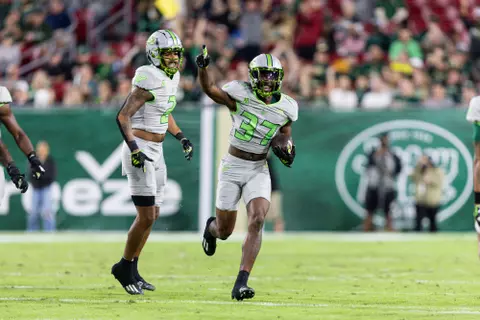 South Florida Bulls during a football game against the University of North Carolina at Charlotte 49ers on November 25, 2023. (Stephen Galvin/South Florida Football)
