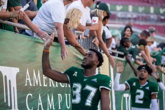 South Florida Bulls during a football game against the Temple University Owls on November 11, 2023. (Emmy McCarthy/South Florida Football)