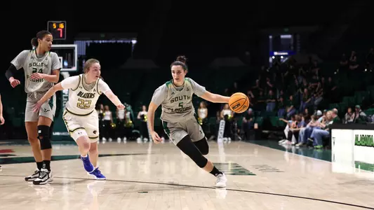 South Florida Bulls during a Women's basketball game against the University of Alabama at Birmingham on February 3, 2024. (Stephen Galvin/South Florida Basketball)