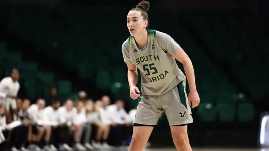 South Florida Bulls during a Women's basketball game against the University of Alabama at Birmingham on February 3, 2024. (Stephen Galvin/South Florida Basketball)
