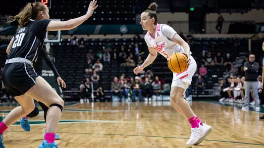 South Florida Bulls during a men's basketball game against the Rice University Owls on February 7, 2024. (Stephen Galvin/South Florida Basketball)