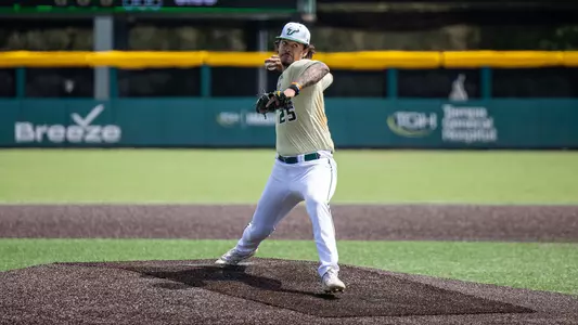 South Florida Bulls during a baseball game against the University of North Carolina at Greensboro Spartans on March 17, 2024. (Mary Holt/South Florida Baseball)