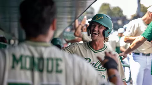 South Florida Bulls during a baseball game against the University of North Carolina at Greensboro Spartans on March 17, 2024. (Mary Holt/South Florida Baseball)