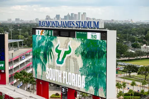 South Florida Bulls during a football game against the Florida Agricultural and Mechanical University on September 9, 2023. (Emmy McCarthy/South Florida Athletics)