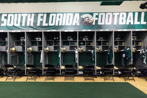 South Florida Bulls during a football game against the Florida Atlantic University Owls on October 14, 2023. (Chris Henry/South Florida Athletics)