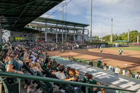 South Florida Bulls during a softball game against the Florida Atlantic University Owls on April 27, 2024. (Stephen Galvin/South Florida Softball)