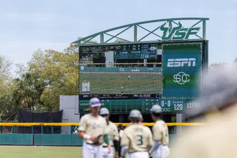 South Florida Bulls during a baseball game against the Wichita State University Shockers on April 7, 2024. (Stephen Galvin/South Florida Baseball)