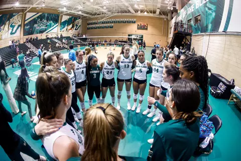 South Florida Bulls during a volleyball match against the Tulane University Green Wave on September 20, 2023. (Stephen Galvin/South Florida Athletics)