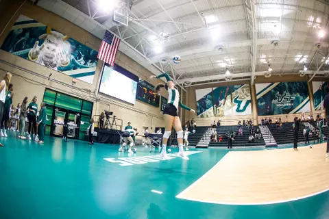 South Florida Bulls during a volleyball match against the Tulane University Green Wave on September 20, 2023. (Stephen Galvin/South Florida Athletics)
