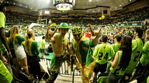 South Florida Bulls during a Men's basketball game verses the Florida Atlantic Owls on February 18, 2024. (MS/South Florida MBB)