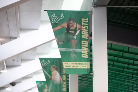 South Florida Bulls during the USF Alumni Invitational Track and Field Meet on March 16, 2024. (Aschley Joseph/South Florida Track and Field)