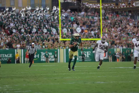 South Florida Bulls during a football game against the University of Alabama Crimson Tide on September 16, 2023. (Mary Holt/South Florida Athletics)