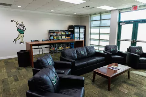 The team lounge at the USF Golf Center photographed on November 26, 2024.
(Carl Schmid / University of South Florida Athletics)