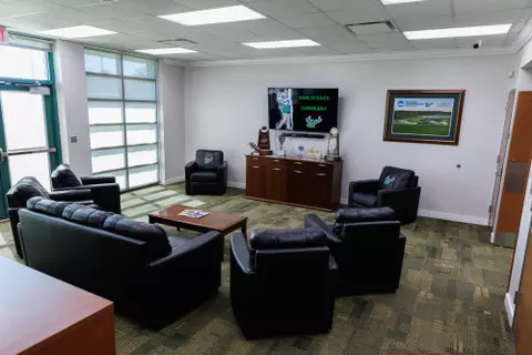 The team lounge at the USF Golf Center photographed on November 26, 2024.
(Carl Schmid / University of South Florida Athletics)
