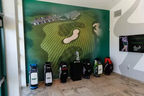 The entrance lobby at the USF Golf Center photographed on November 26, 2024.
(Carl Schmid / University of South Florida Athletics)