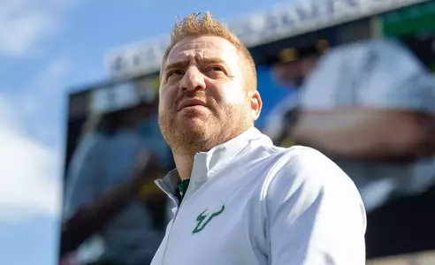 Alex Golesh during the South Florida Football game vs Charlotte on October 3, 2025.