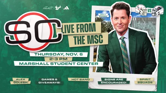 ESPN's SportsCenter live from the Marshall Student Center on Thursday, November 6, 2025.